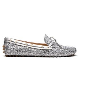 Silver Glitter Loafers